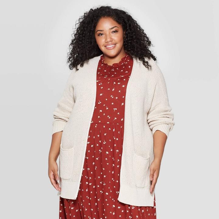 Women's Plus Size Long Sleeve Side Slit Open Layered Cardigan - Universal Thread Blush 4x, Women's,