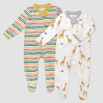 Honest Baby 2pk Organic Cotton Giraffes Footed Sleep N' Play