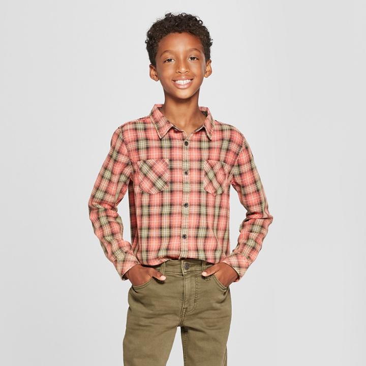 Junk Food Boys' Long Sleeve Plaid Button-down Shirt -