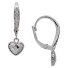 Target Women's Leverback Drop Earrings With Clear Swarovski Crystal In Silver Plate - Clear/gray