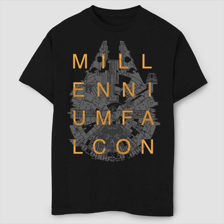 Boys' Star Wars Line Art Falcon T-shirt - Black