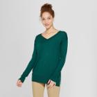 Women's V-neck Luxe Pullover - A New Day Green