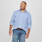 Target Men's Big & Tall Gingham Long Sleeve Button-down Shirt - Goodfellow & Co Athens Blue