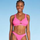 Juniors' Ribbed Knot-front Bralette Bikini Top - Xhilaration Light Pink D/dd Cup