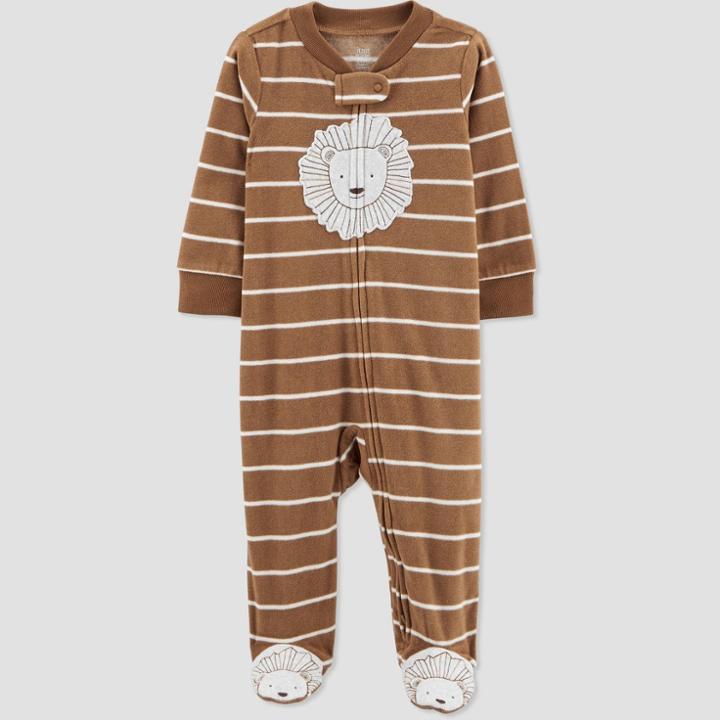 Carter's Just One You Baby Boys' Lion Striped Microfleece Footed Pajama - Just One You Made By Carter's Brown