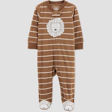 Carter's Just One You Baby Boys' Lion Striped Microfleece Footed Pajama - Just One You Made By Carter's Brown