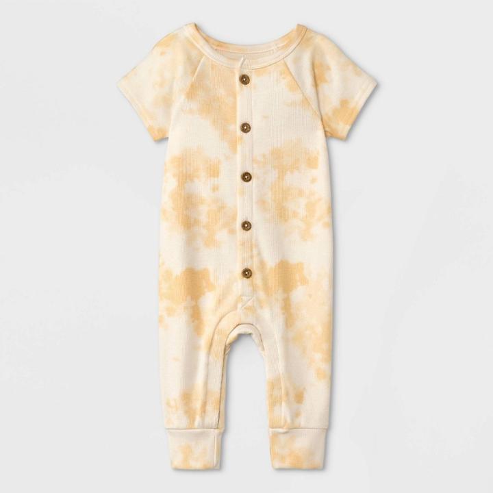 Grayson Collective Baby Ribbed Tie-dye Short Sleeve Bodysuit - Orange Newborn