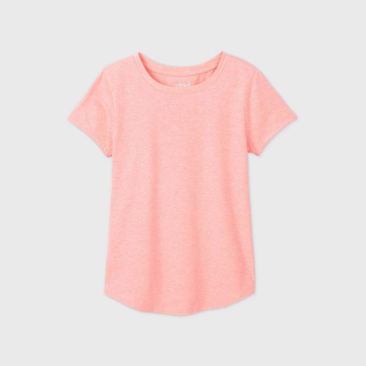 Girls' Short Sleeve Sparkle T-shirt - Cat & Jack Pink