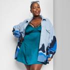Women's Plus Size Satin Slip Dress - Wild Fable Teal Blue