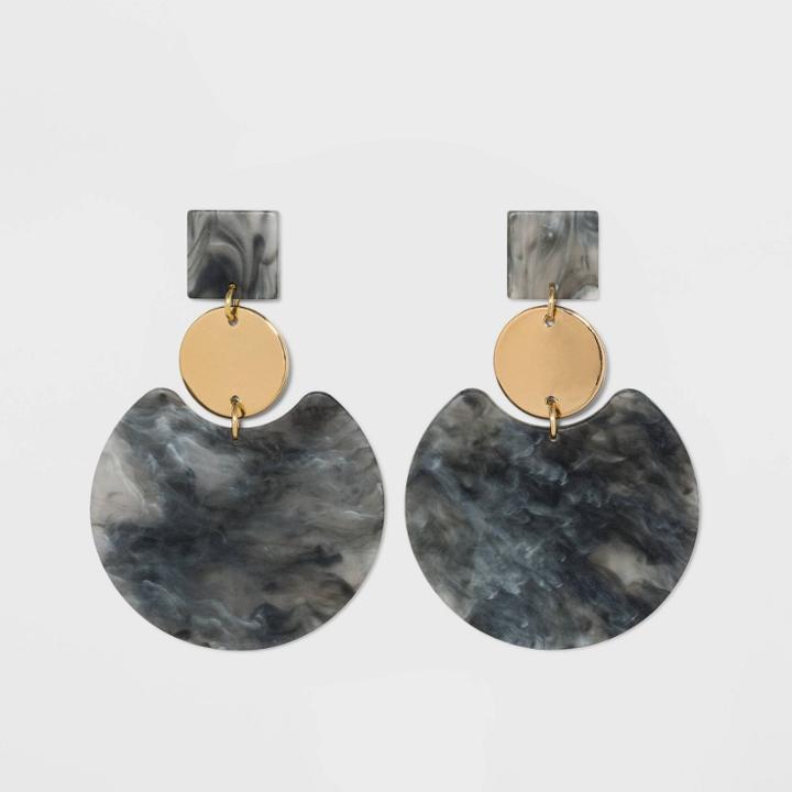 Disc Drop Earrings - A New Day Gray, Women's,