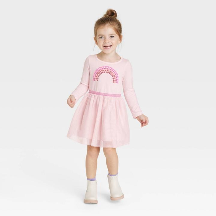 Toddler Girls' Heart Rainbow Tulle Dress - Cat & Jack Pink