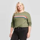 Women's Striped Keep Dreaming Long Sleeve T-shirt - Zoe+liv (juniors') - Green 1x, Women's,
