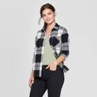 Women's Plaid Long Sleeve Cotton Flannel Shirt - Universal Thread Black/white
