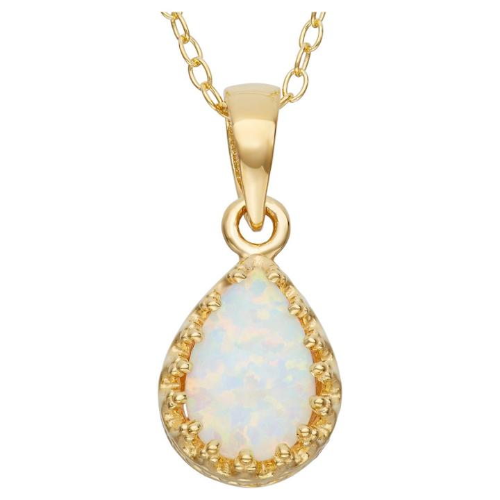 Tiara Pear-cut Opal Crown Pendant In Gold Over Silver, Girl's, Opal/yellow