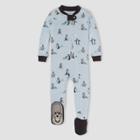 Burt's Bees Baby Baby Penguins Organic Cotton Tight Fit Footed Pajama - Blue/charcoal