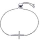 Prime Art & Jewel Sterling Silver Lab Created White Sapphire Cross Adjustable Bolo Bracelet, Girl's