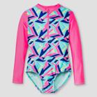Girls' One-piece Swimsuit With Rashguard - Cat & Jack Pink/teal