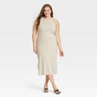 Women's Plus Size Sleeveless Ribbed Dress - A New Day Gray