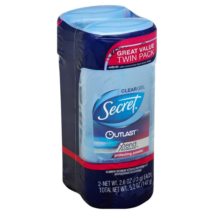Secret Outlast Xtend Protecting Powder Clear Gel Antiperspirant & Deodorant Twin Pack