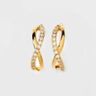 14k Gold Plated Cubic Zirconia Half Hoop Earrings - A New Day Gold