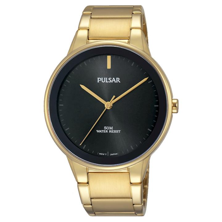 Pulsar Men's Pusar - Gold Tone With Black Dial And Bezel Pg2046,