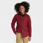 Boys' Button-down Long Sleeve Flannel Shirt - Cat & Jack Red/black