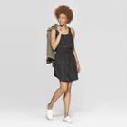 Women's Regular Fit Sleeveless U-neck Woven Shift Dress - A New Day Black