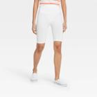 Women's High-waist Cotton Blend Seamless 7 Inseam Bike Shorts - A New Day White
