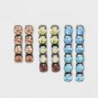Color Stone Chain Trio Drop Earring Set - Wild Fable , Grey