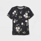 Men's Floral Print Short Sleeve T-shirt - Original Use Black