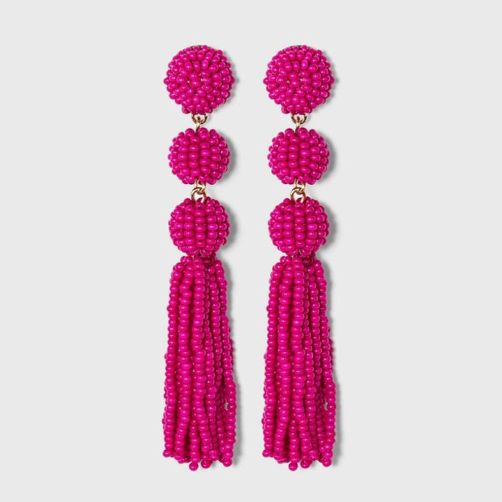 Sugarfix By Baublebar Beaded Ball Drop Tassel Earrings - Bright Pink