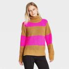 Women's Striped Turtleneck Pullover Sweater - Who What Wear Pink