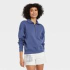 Women's French Terry Quarter Zip Sweatshirt - Universal Thread Blue