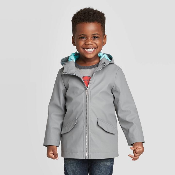 Toddler Boys' Shark Rain Jacket - Cat & Jack Gray 2t, Toddler Boy's