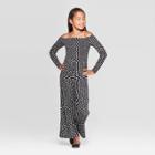 Girls' Polka Dot Off The Shoulder Smocked Jumpsuit - Art Class Black