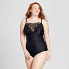 Costa Del Sol Women's Plus Size Macrame One Piece - Black