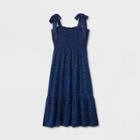 Women's Leopard Print Sleeveless Seersucker Dress - A New Day Blue