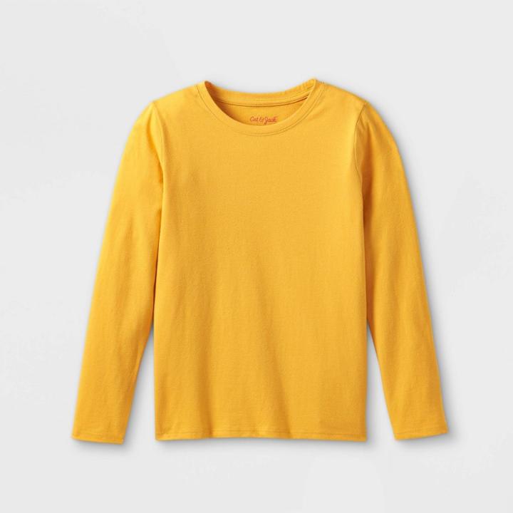 Girls' Long Sleeve T-shirt - Cat & Jack Mustard