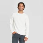 Men's Standard Fit Long Sleeve Textured Crew Neck T-shirt - Goodfellow & Co White