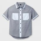 Boys' Stripe Short Sleeve Button-down Shirt - Art Class Navy