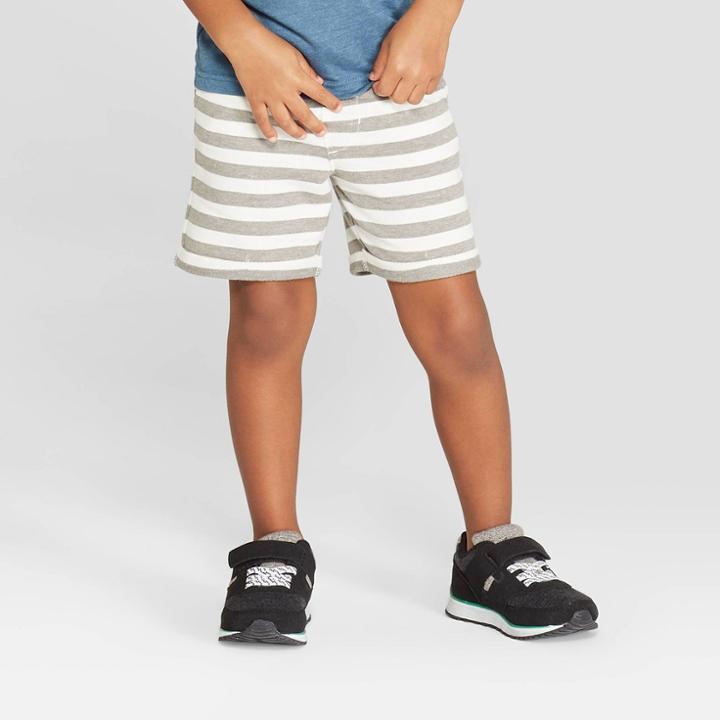 Toddler Boys' Stripe Pull-on Shorts - Cat & Jack Charcoal 12m, Boy's, Grey