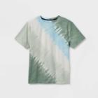 Boys' Diagonal Tie-dye Short Sleeve T-shirt - Art Class Dark Green/blue
