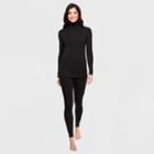 Warm Essentials By Cuddl Duds Women's Smooth Stretch Thermal Turtleneck Top - Black