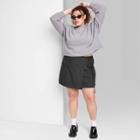 Women's Plus Size Wrap Front Mini Skirt - Wild Fable Black Pinstriped