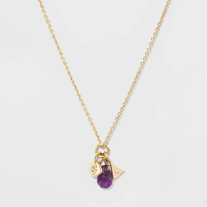 No Brand Petiteshort Necklace With Charms - Light Purple, Women's