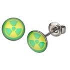 Marvel Hulk Green Radioactive Logo Stainless Steel Stud Earrings, Kids Unisex