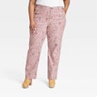 Women's Plus Size Relaxed Fit Straight Leg Pants - Knox Rose Pink Floral
