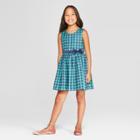 Plus Size Girls' Houndstooth Dress - Cat & Jack Green And Navy