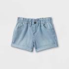 Girls' Striped High-rise Paper Bag Waist Shorts - Cat & Jack Light Wash
