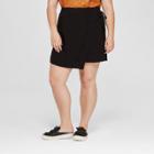 Women's Plus Size Linen Wrap Skirt - A New Day Black X